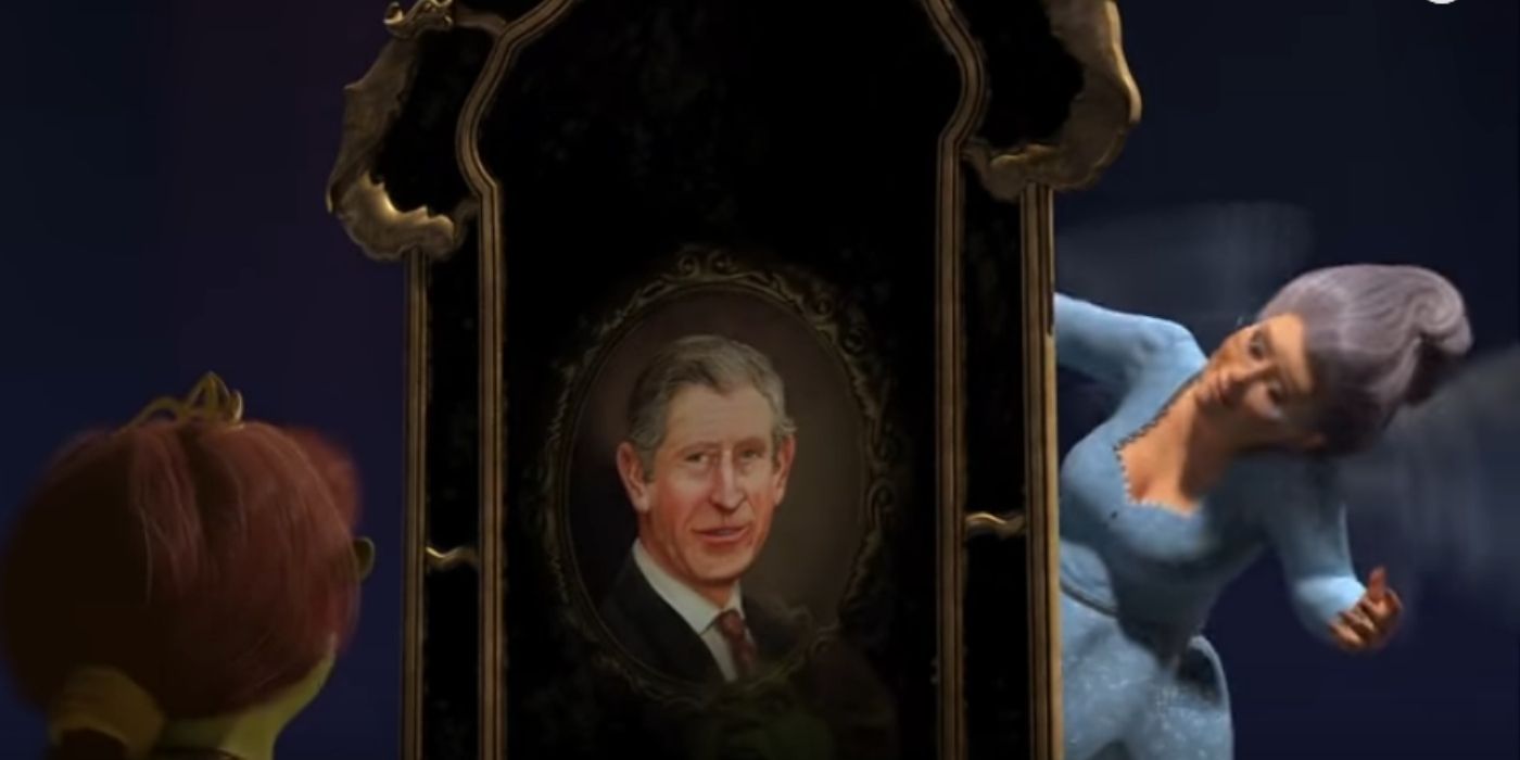 A portrait of Prince Charles in Shrek 2.