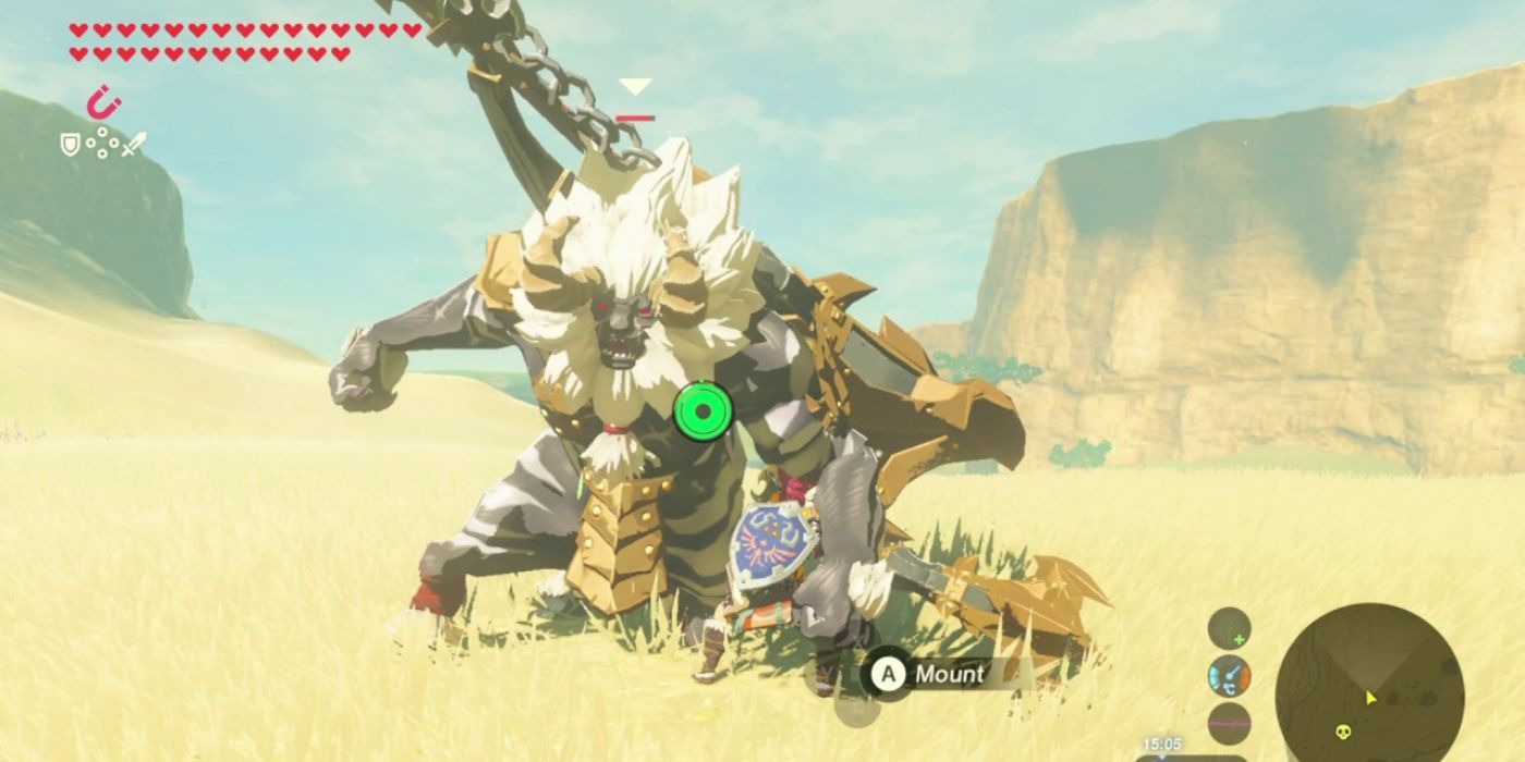 Link fighting a Silver Lynel in Breath of the Wild 