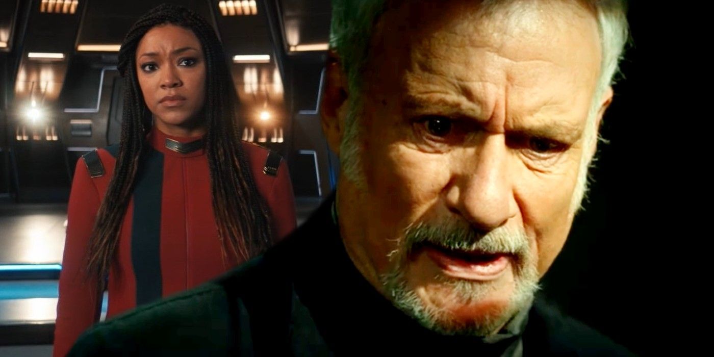Sonequa Martin Green as Burnham in Star Trek Discovery and John de Lancie as Q in Star Trek Picard