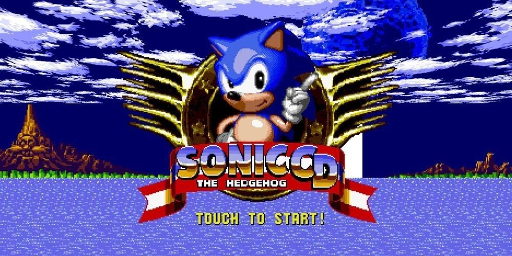 The home screen for Sonic CD features sonic in his trademark winged badge
