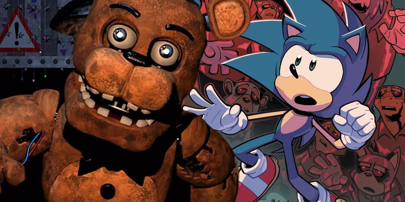 Sonic cover art evokes Five Nights at Freddy's video game series.