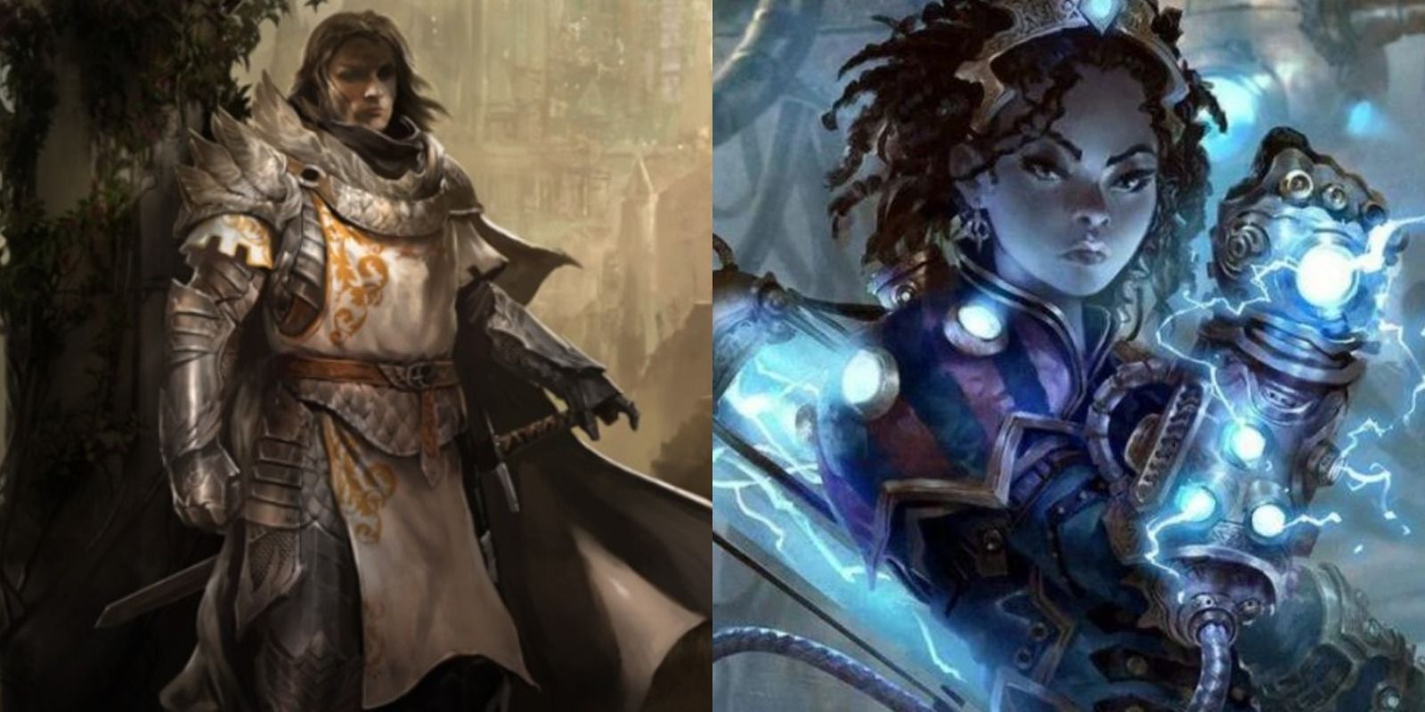 Split image of a Paladin and an Artificer in Dungeons and Dragons
