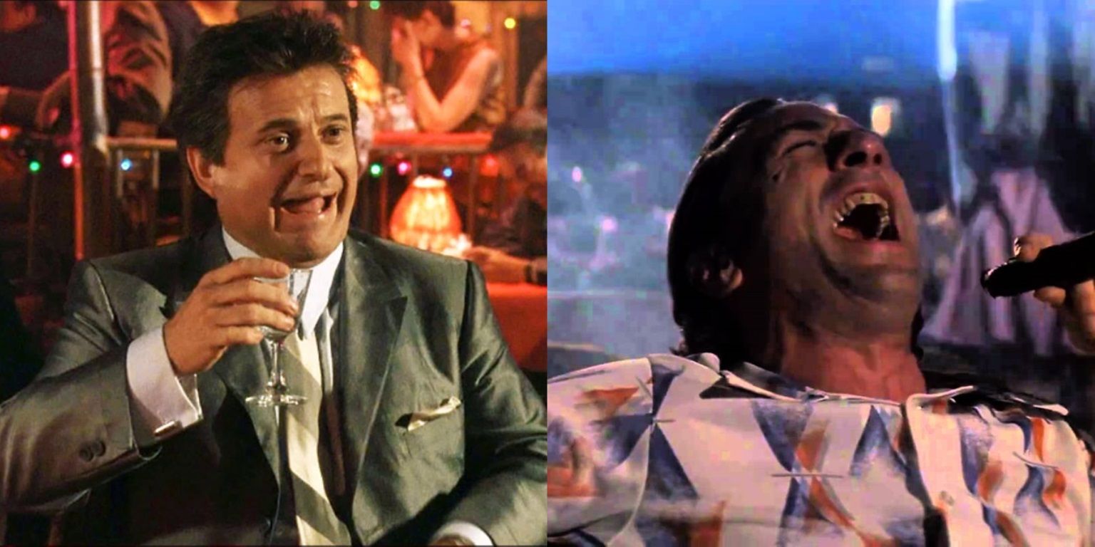 Split image of Joe Pesci laughing in Goodfellas and Robert De Niro laughing in Cape Fear