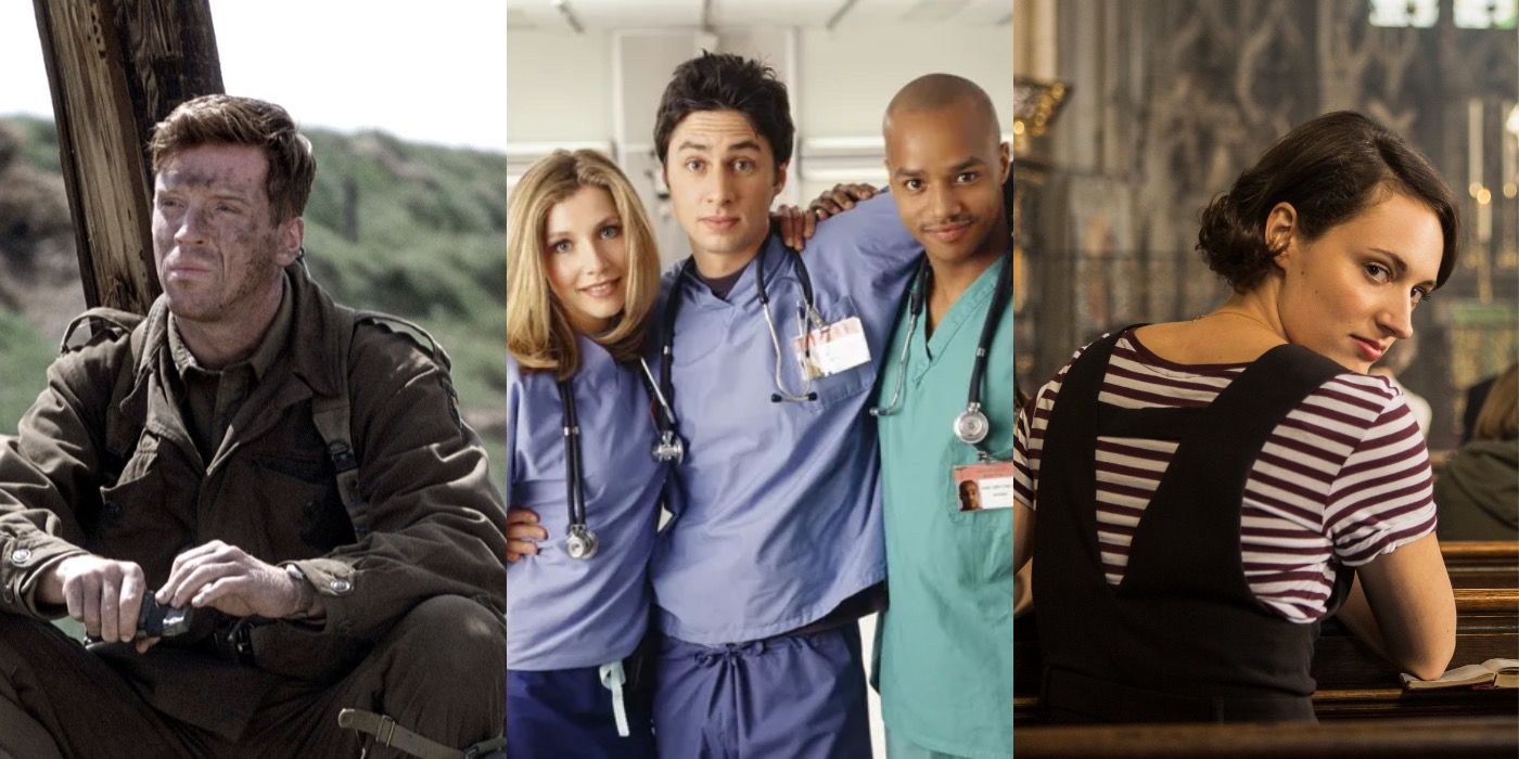 Split image of Band Of Brothers, Scrubs and Fleabag