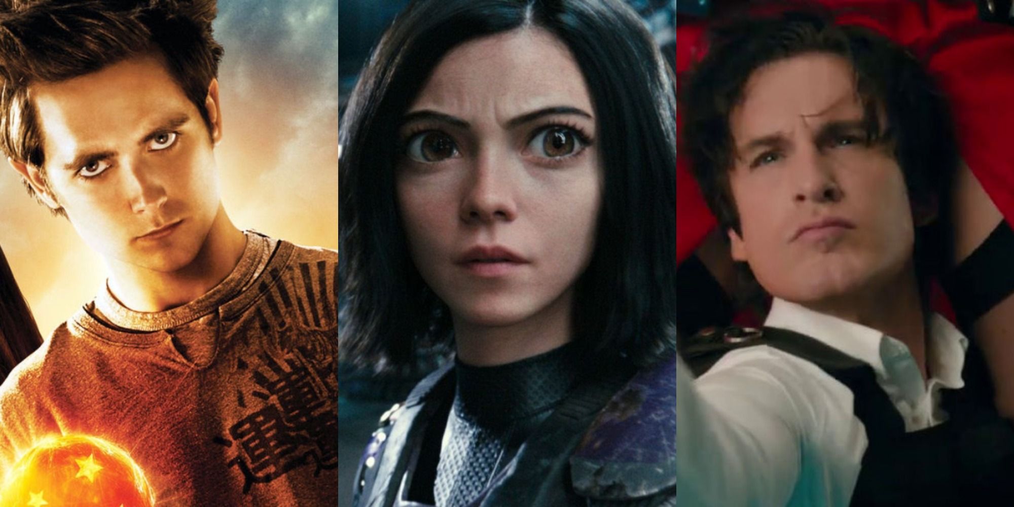 Split images of Alita Nicky Larson and Goku