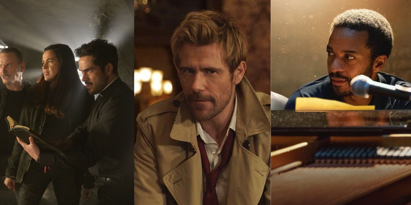 Split images of stills from The Exorcist, Constantine, and The Eddy
