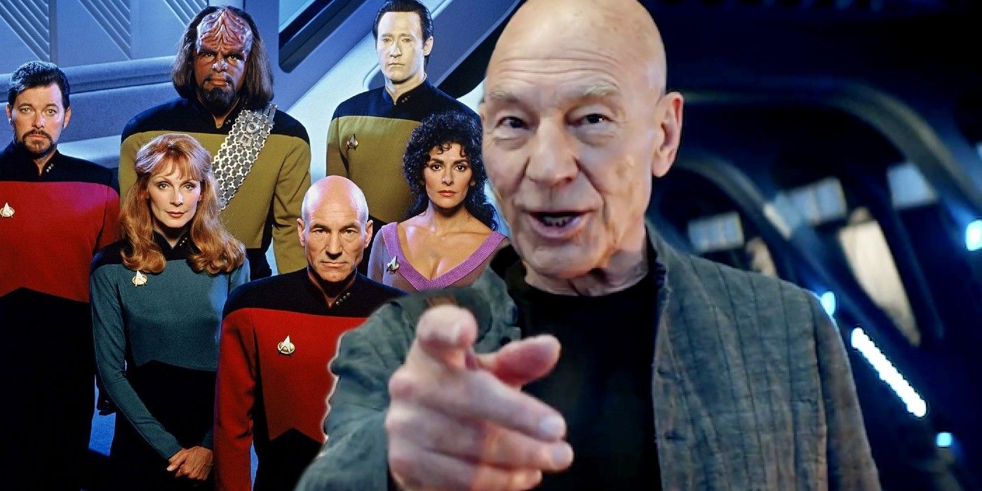 Star Trek Next Generation cast and Patrick Stewart as Jean Luc Picard in Star Trek Picard