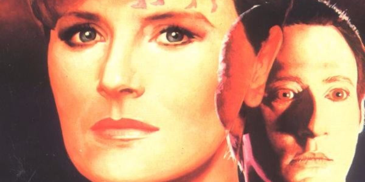 Tasha Yar and Data look on from the cover of Survivors 