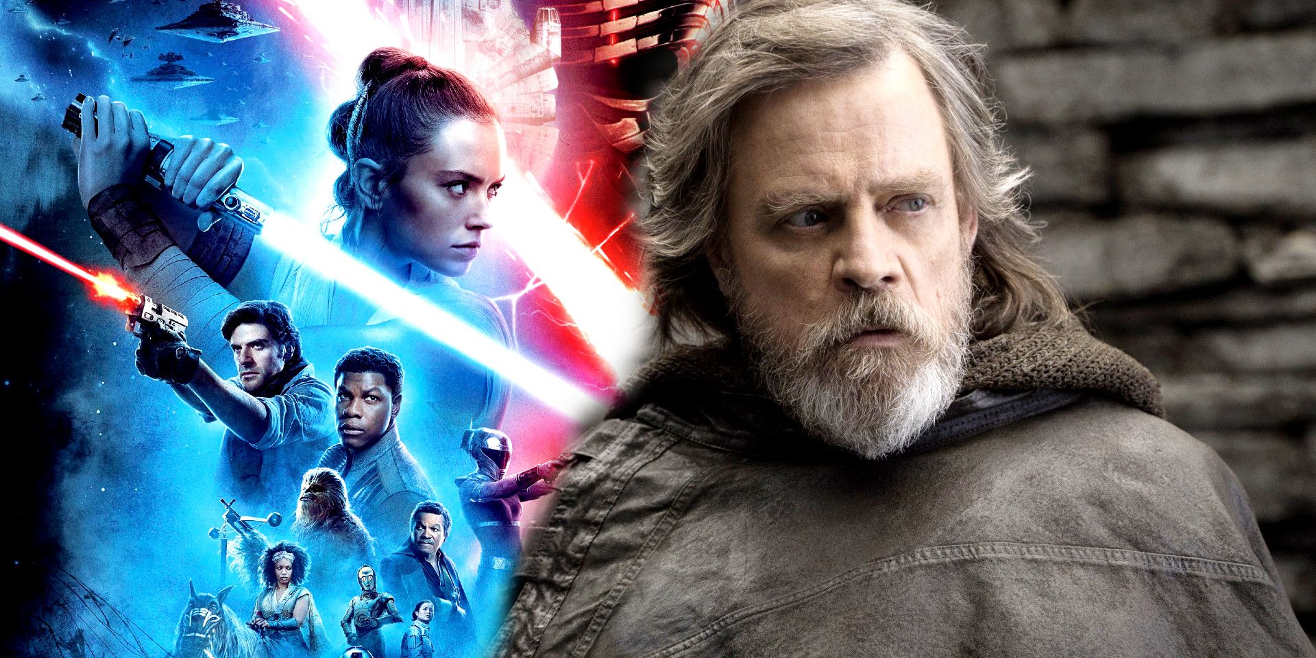 Mark Hamill as Luke Skywalker in The Last Jedi and Star Wars Rise Of Skywalker poster