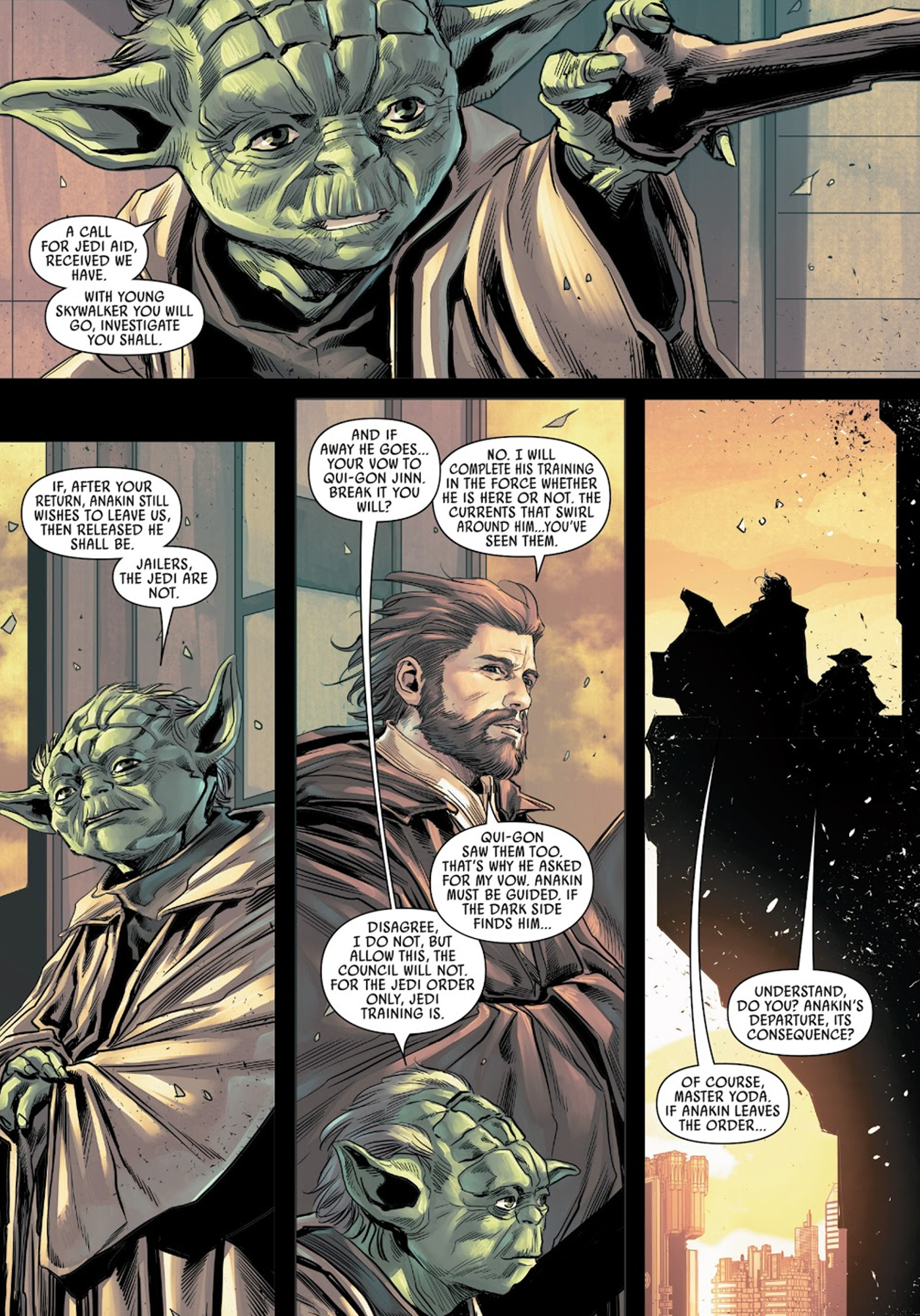 Star Wars Yoda Obi Wan Conversation Leaving Jedi comic
