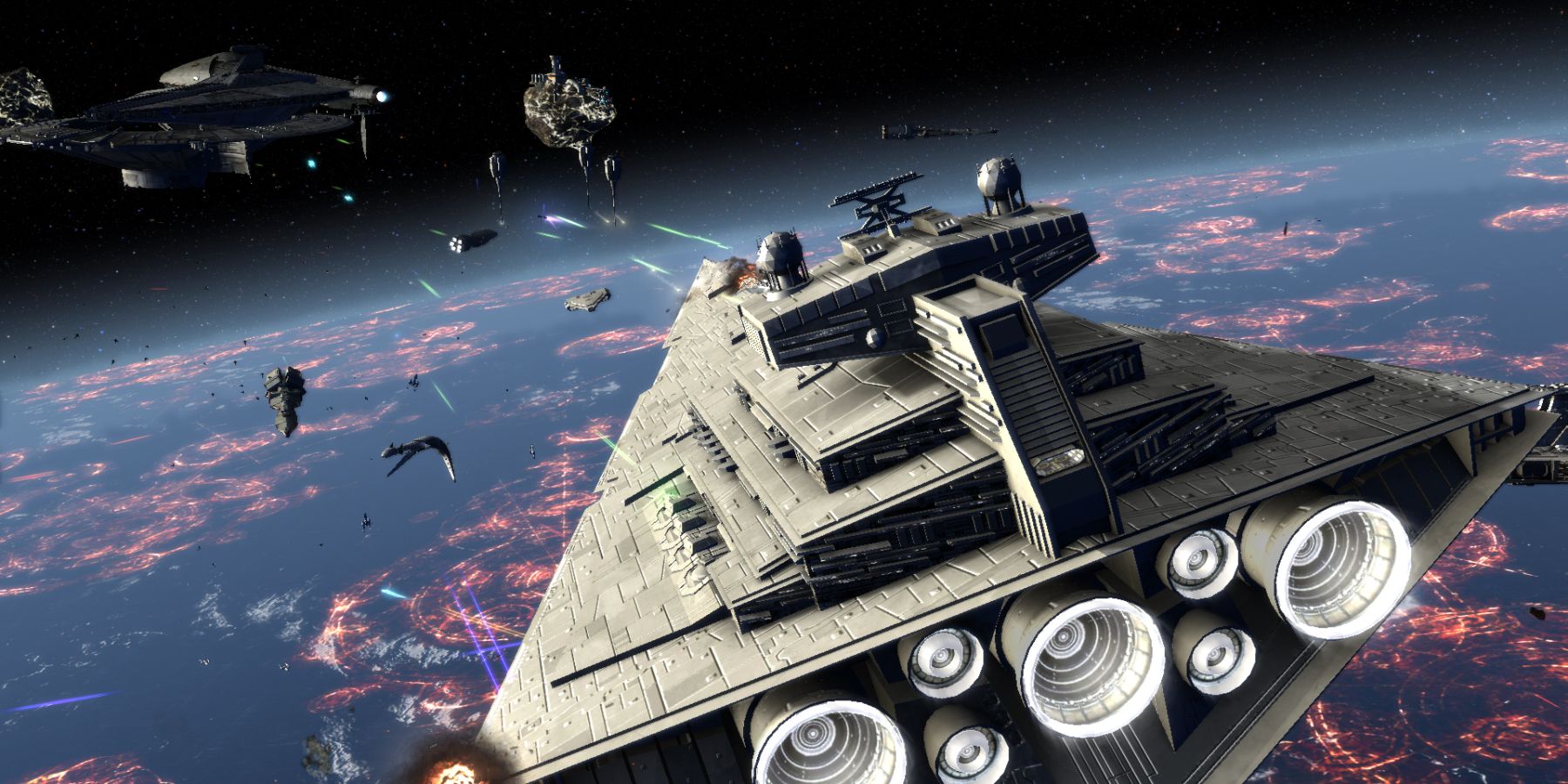 A Star Destroyer taking on an enemy fleet in Empire at War
