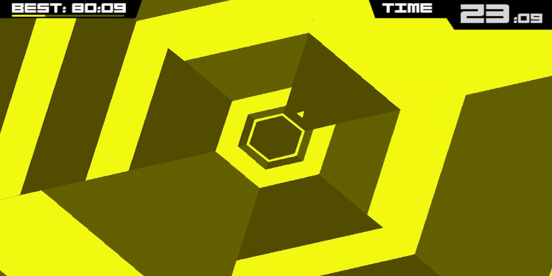 Gameplay of the 2012 indie video game Super Hexagon.