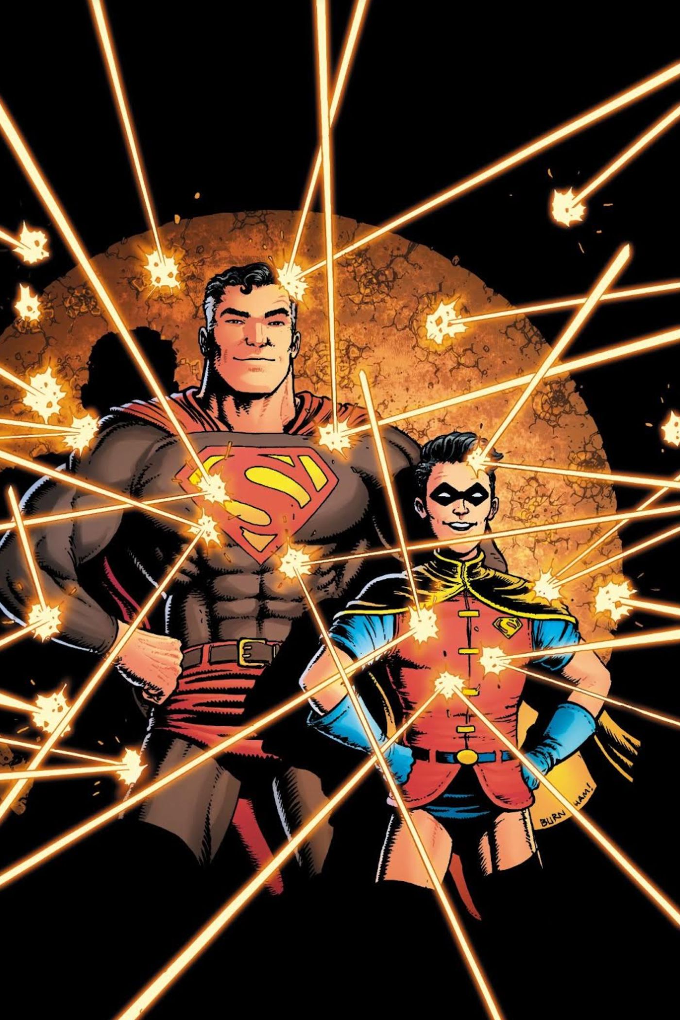 Superman and a Robin-esque Superboy.