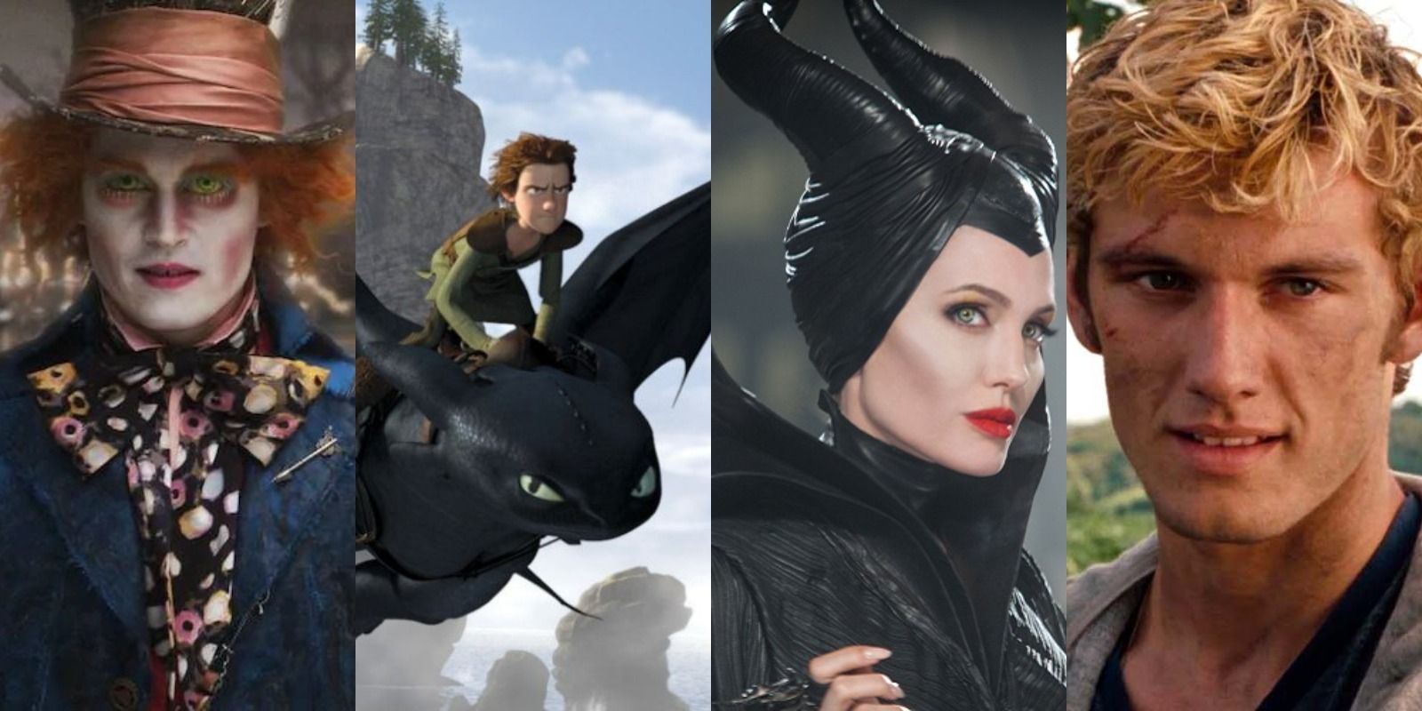 Alice in Wonderland, How to Train Your Dragon, Maleficent, and I am Number Four movie clips.