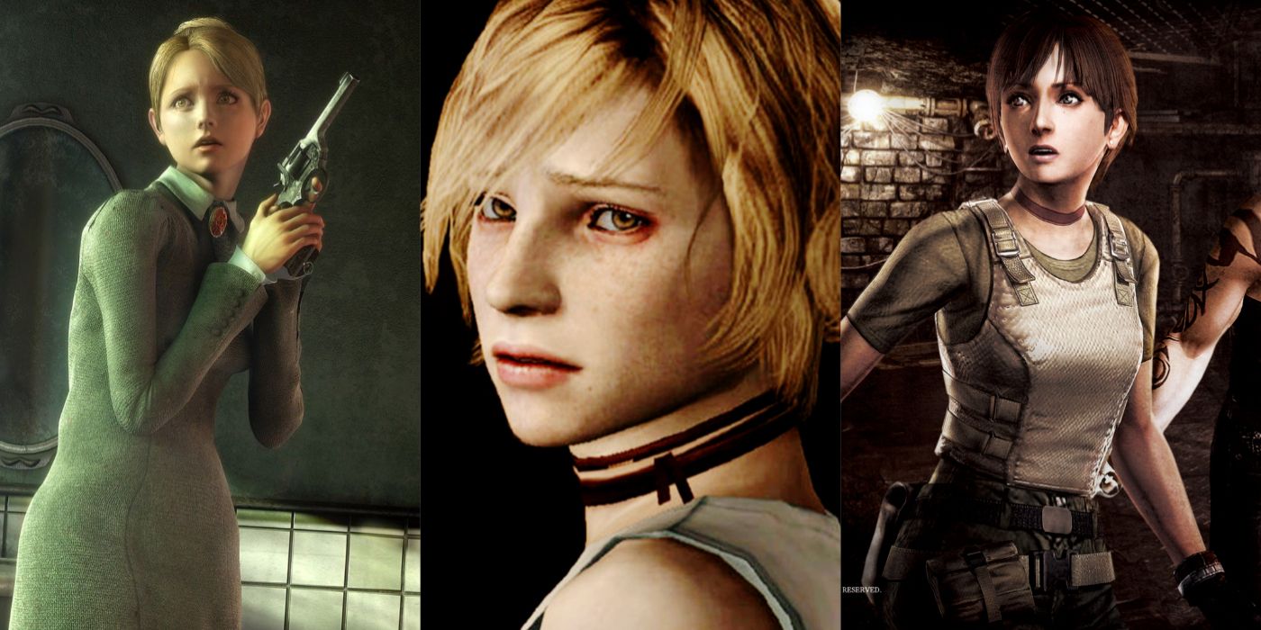 Survival horror game protagonists Jennifer, Heather Mason, and Rebecca Chambers.