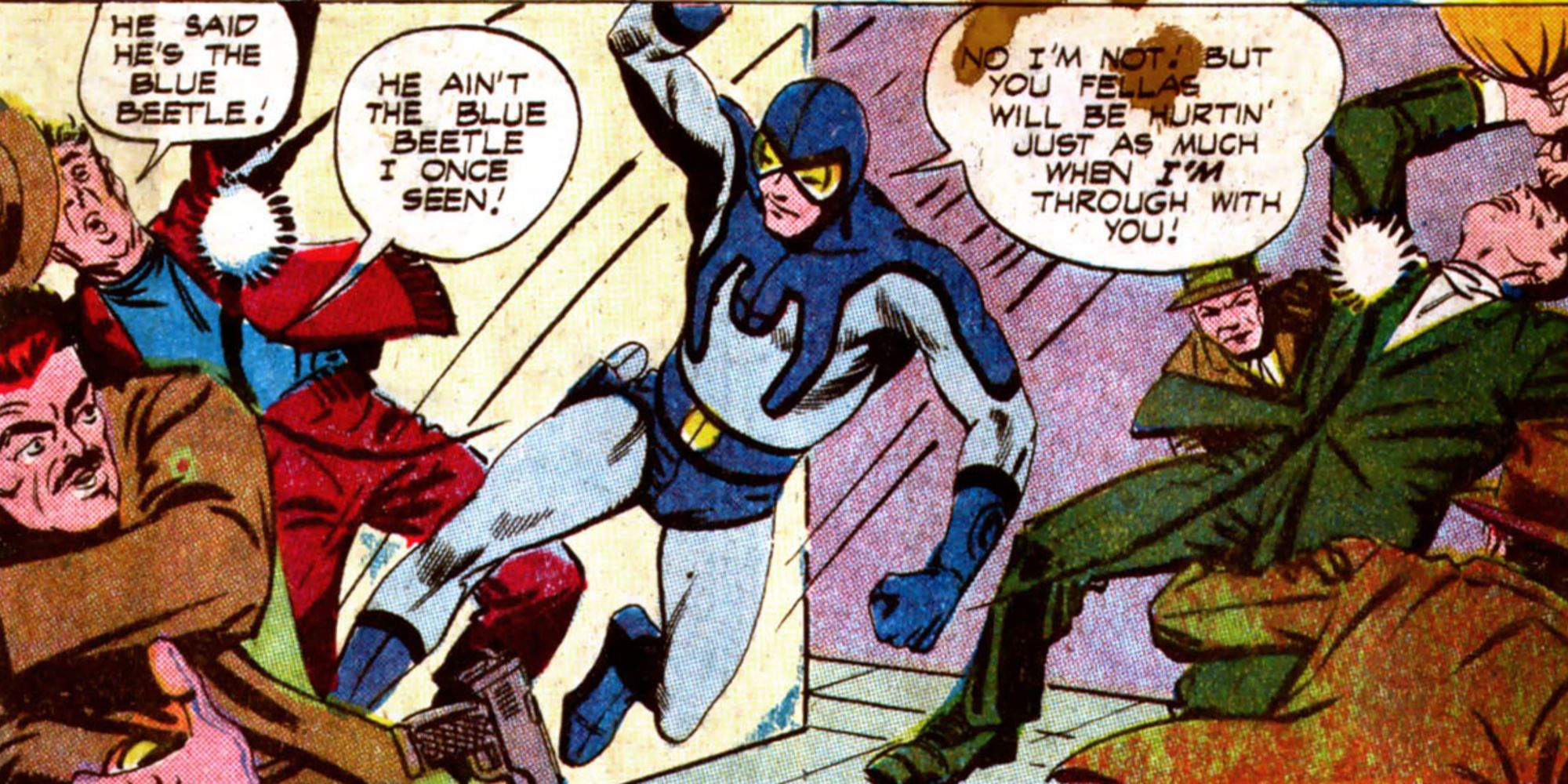 Ted Kord swinging into action as Blue Beetle in Captain Atom #83