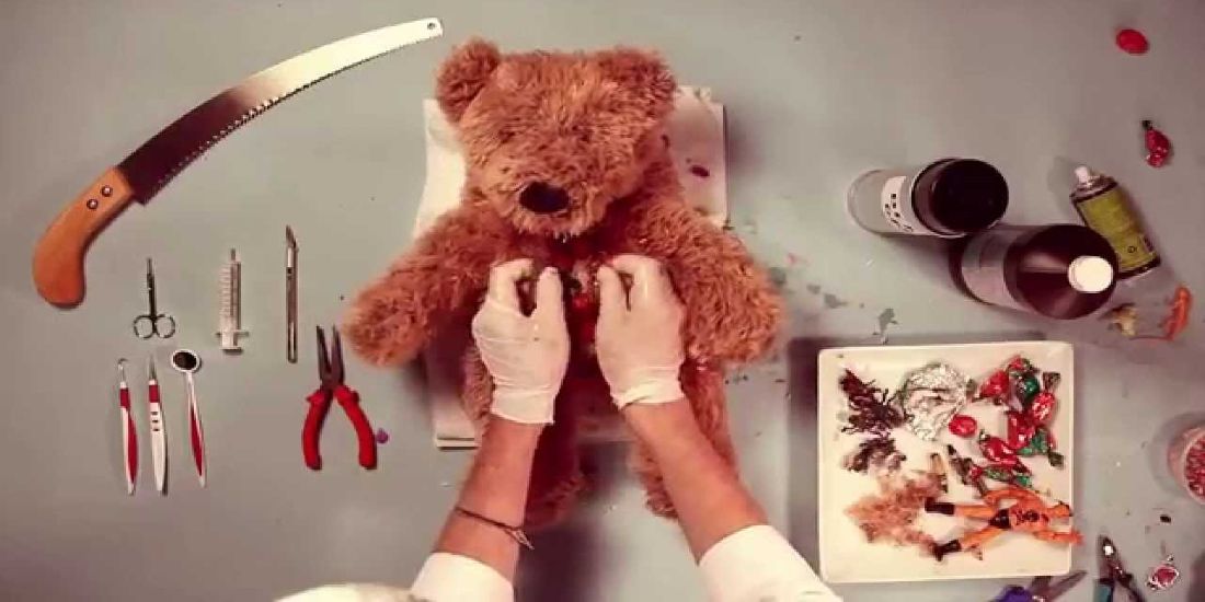A still from the YouTube video &quot;Teddy Has An Operation.&quot;