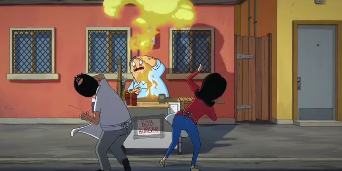 Teddy at a food stand in The Bob's Burgers Movie