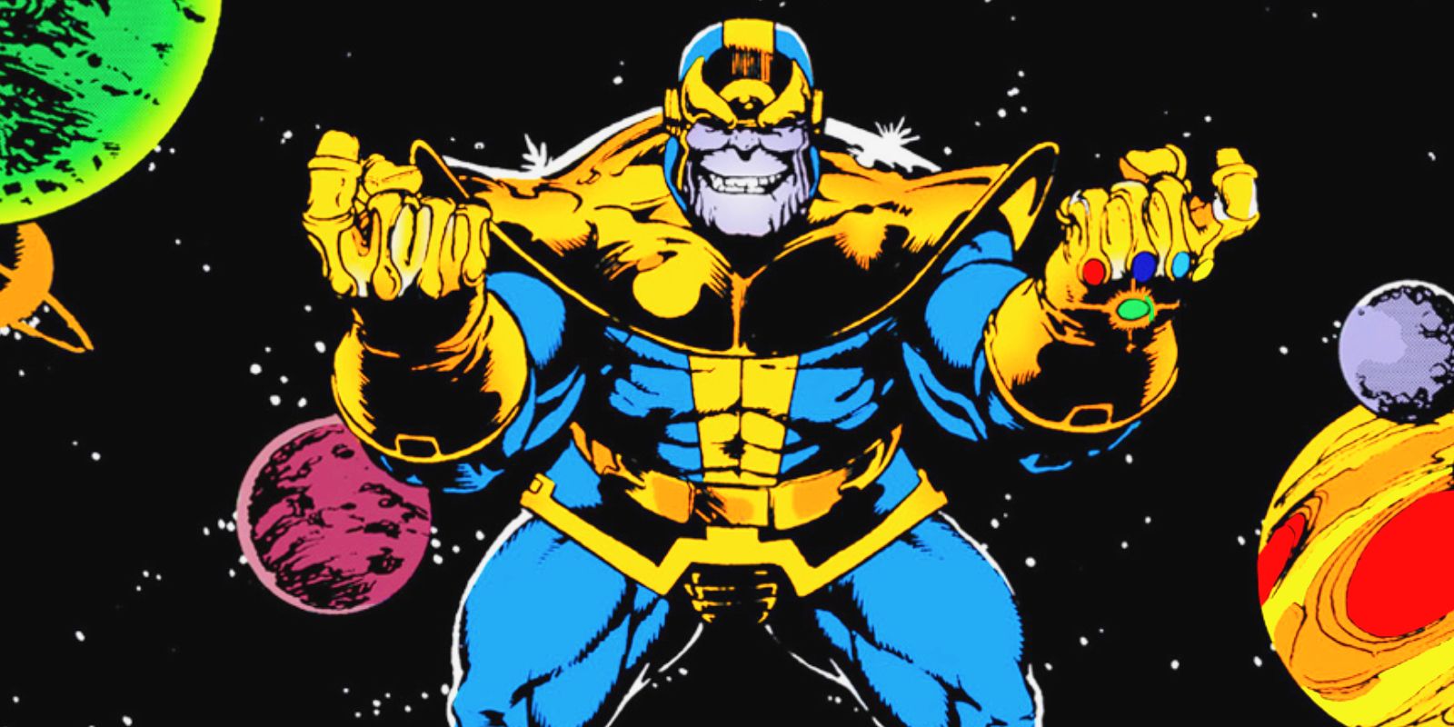 Thanos with the Infinity Gauntlet in George Pérez art.