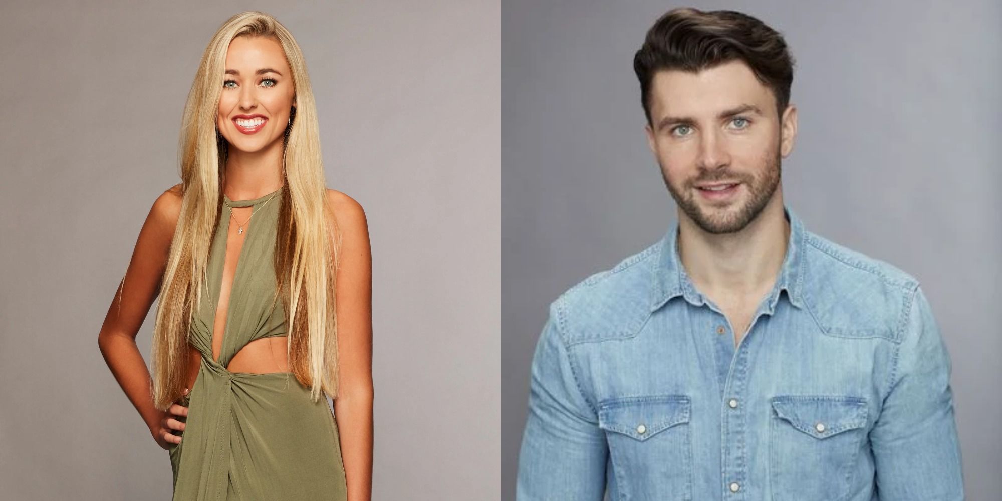 Split image showing Heather in The Bachelor and Kamil in The Bachelorette.