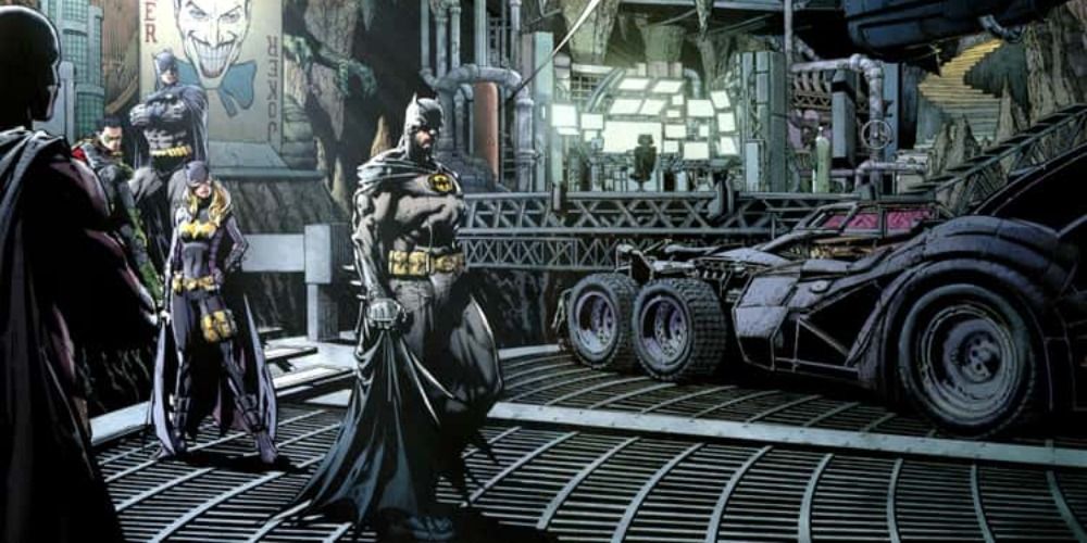 Batman and Batgirl walk through the Batcave in Batman: Cataclysm,