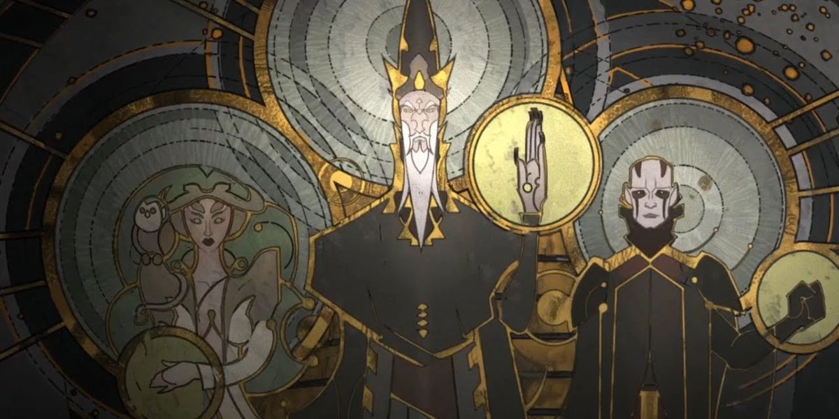 A mural of the Father, Son, and Daughter anchorites from Star Wars: The Clone Wars