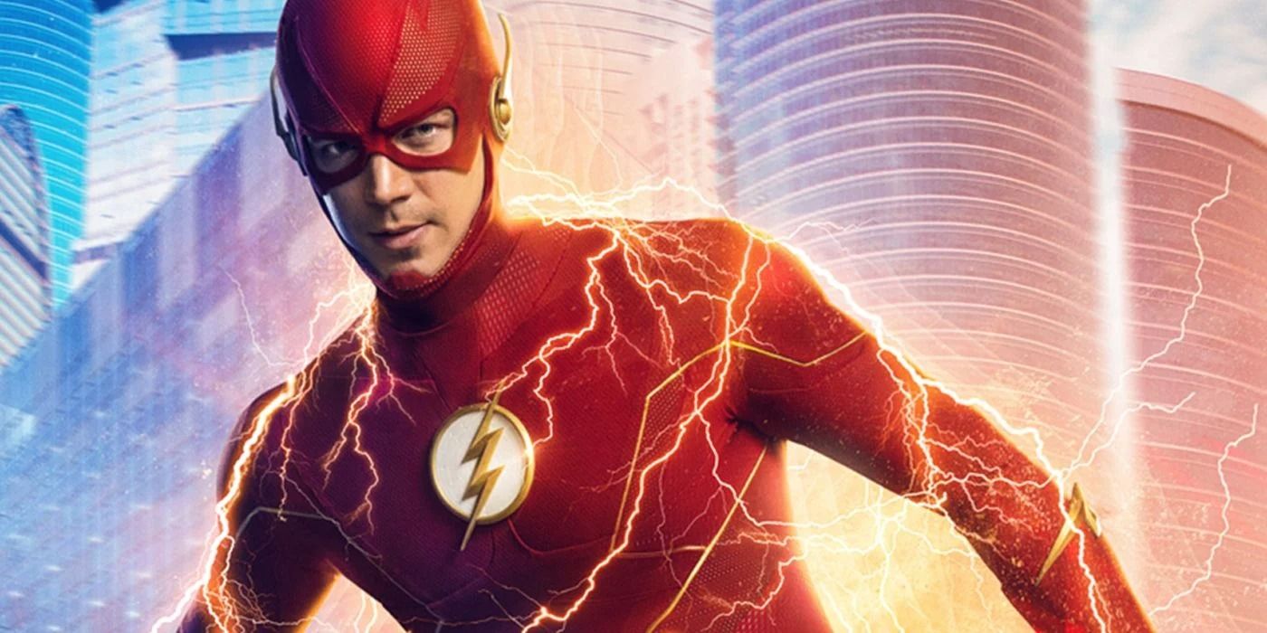 The Flash crackling with electricity in promo art