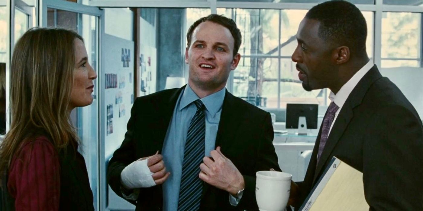 Idris Elba, Jason Clarke, and Anne Ramsay in The Human Contracat