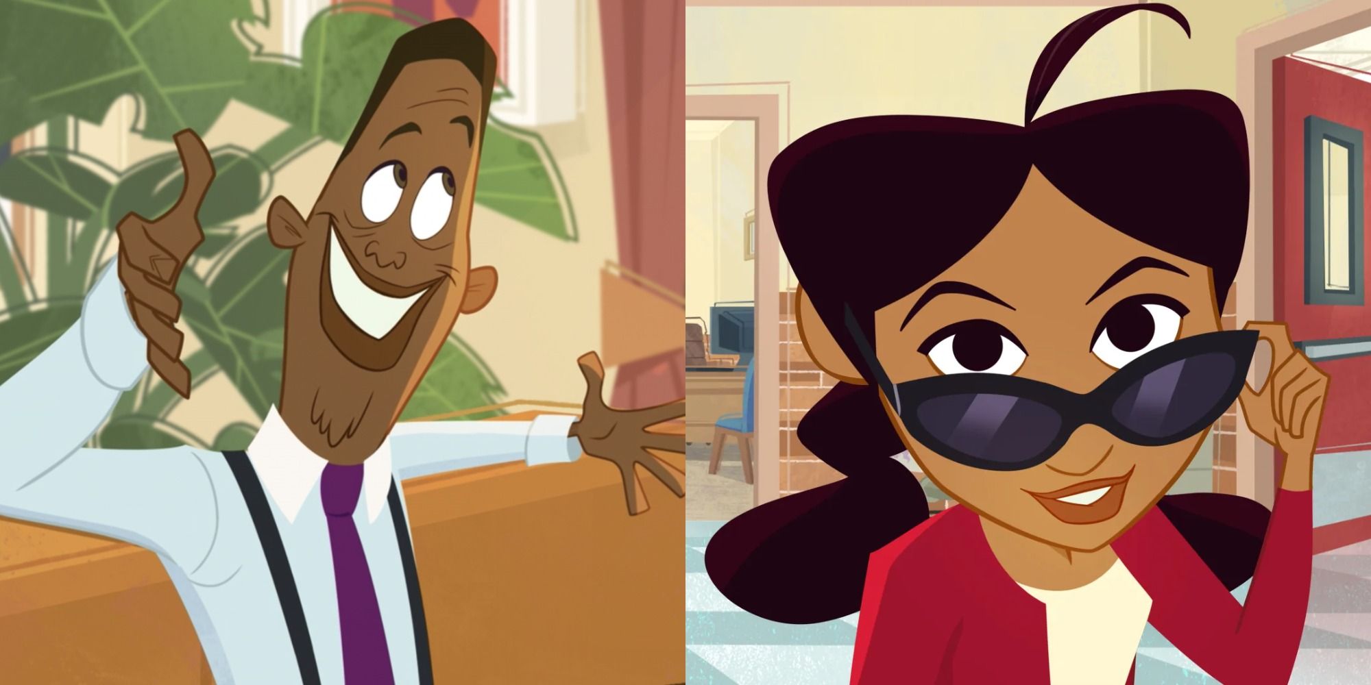 Split image showing Oscar and Penny in The Proud Family Louder & Prouder.