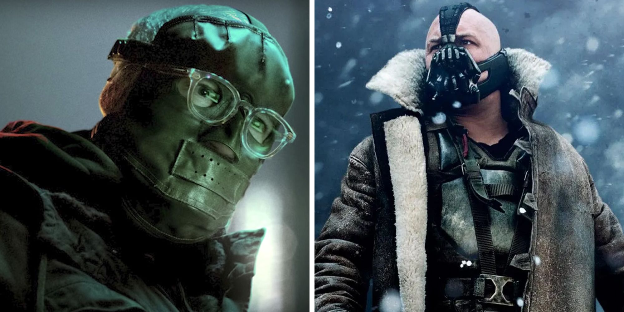 The Riddler and Bane in a collage