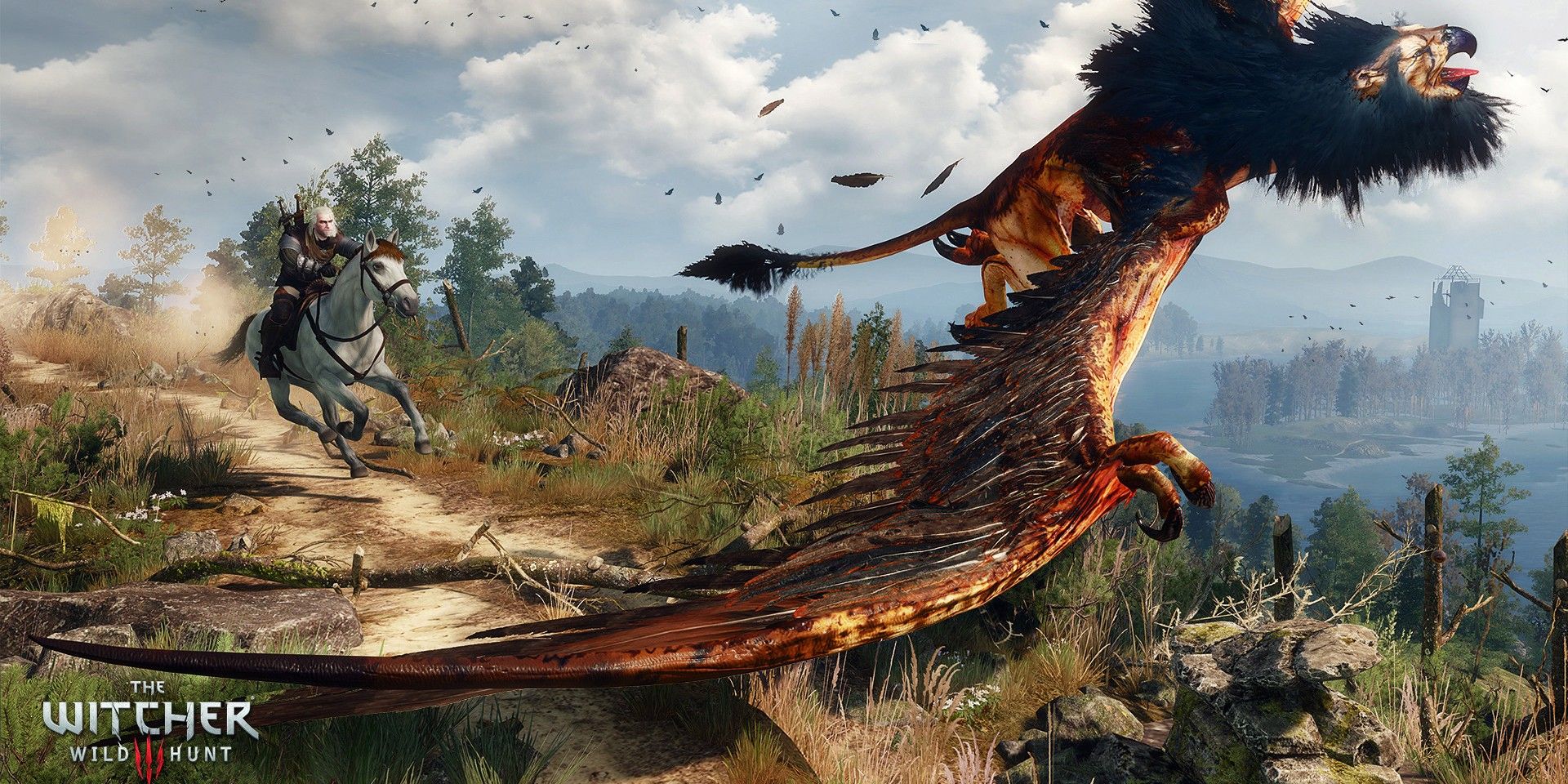 The Witcher 3 Geralt Chasing Gryffon