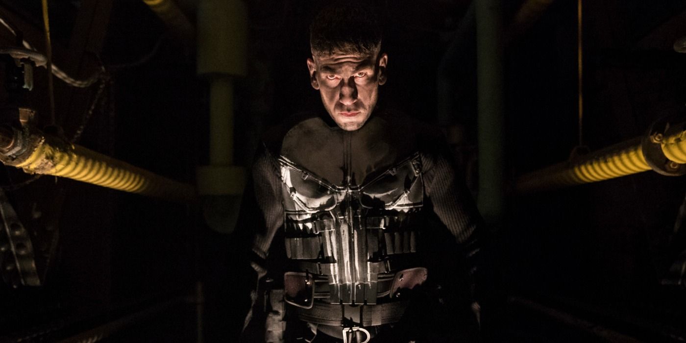 The Punisher glares towards the camera in his signature outfit