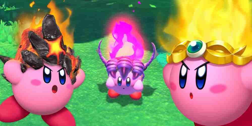 Kiry and the Forgotten Land has Volcanic, Dragon, and normal Fire Kirby.