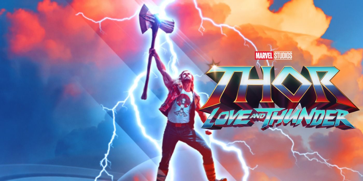 Thor: Love And Thunder のポスターから、Strombreaker を保持している Thor のイメージ。