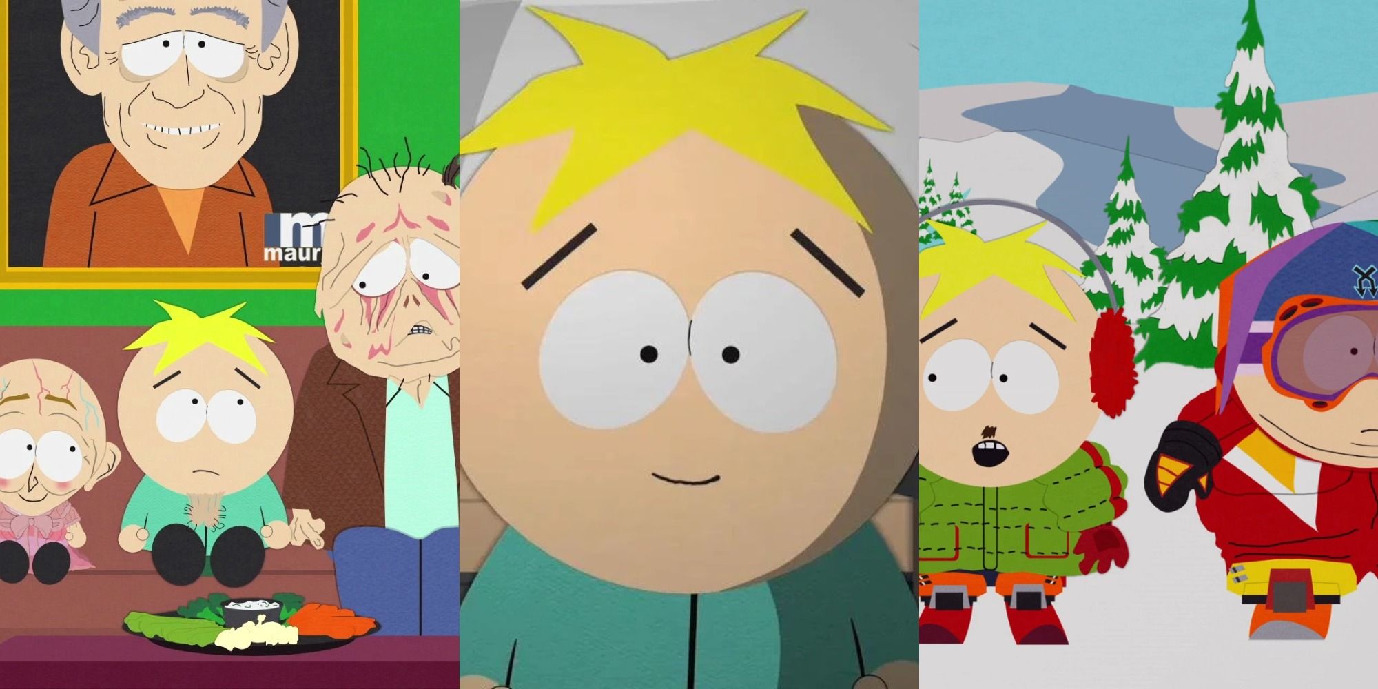Three images of Butters from South Park