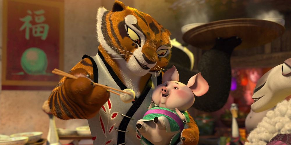 Tigress feeds a piglet in Kung Fu Panda