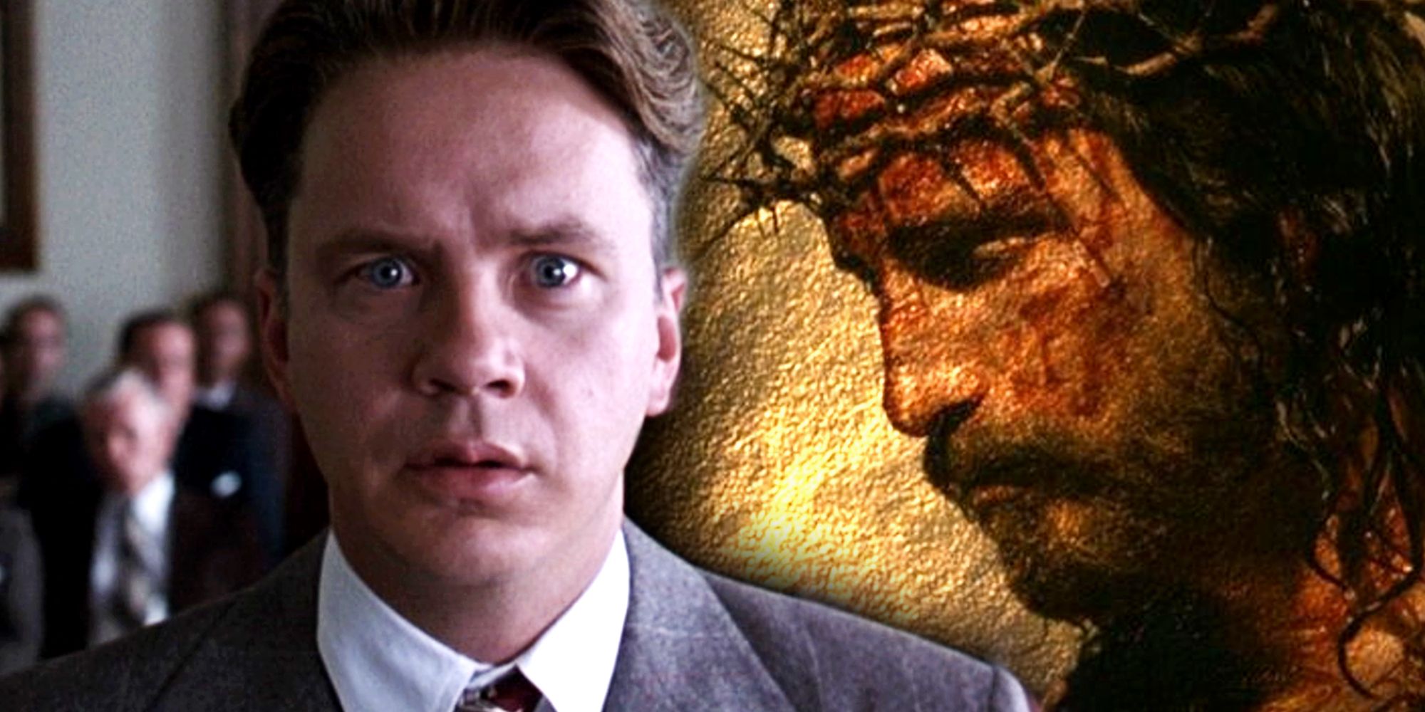 Tim Robbins as Andy Dufresne in The Shawshank Redemption and Mel Gibson's The Passion of The Christ