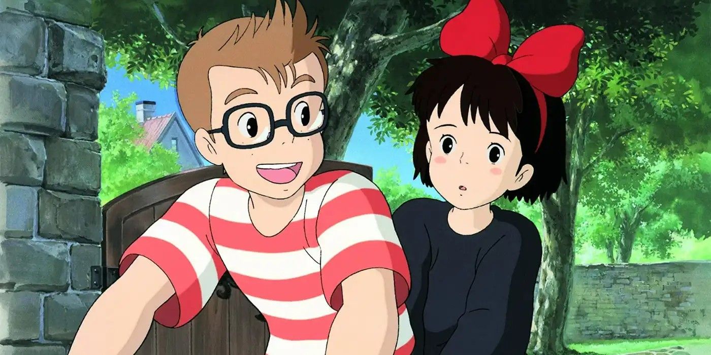Tombo and Kiki riding on a bike from Kiki&rsquo;s Delivery Service