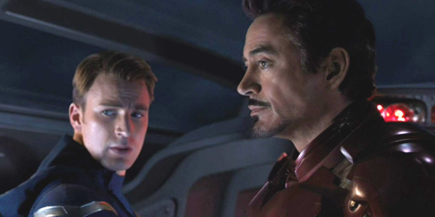 Tony Stark e Steve Rogers em Vingadores 2012