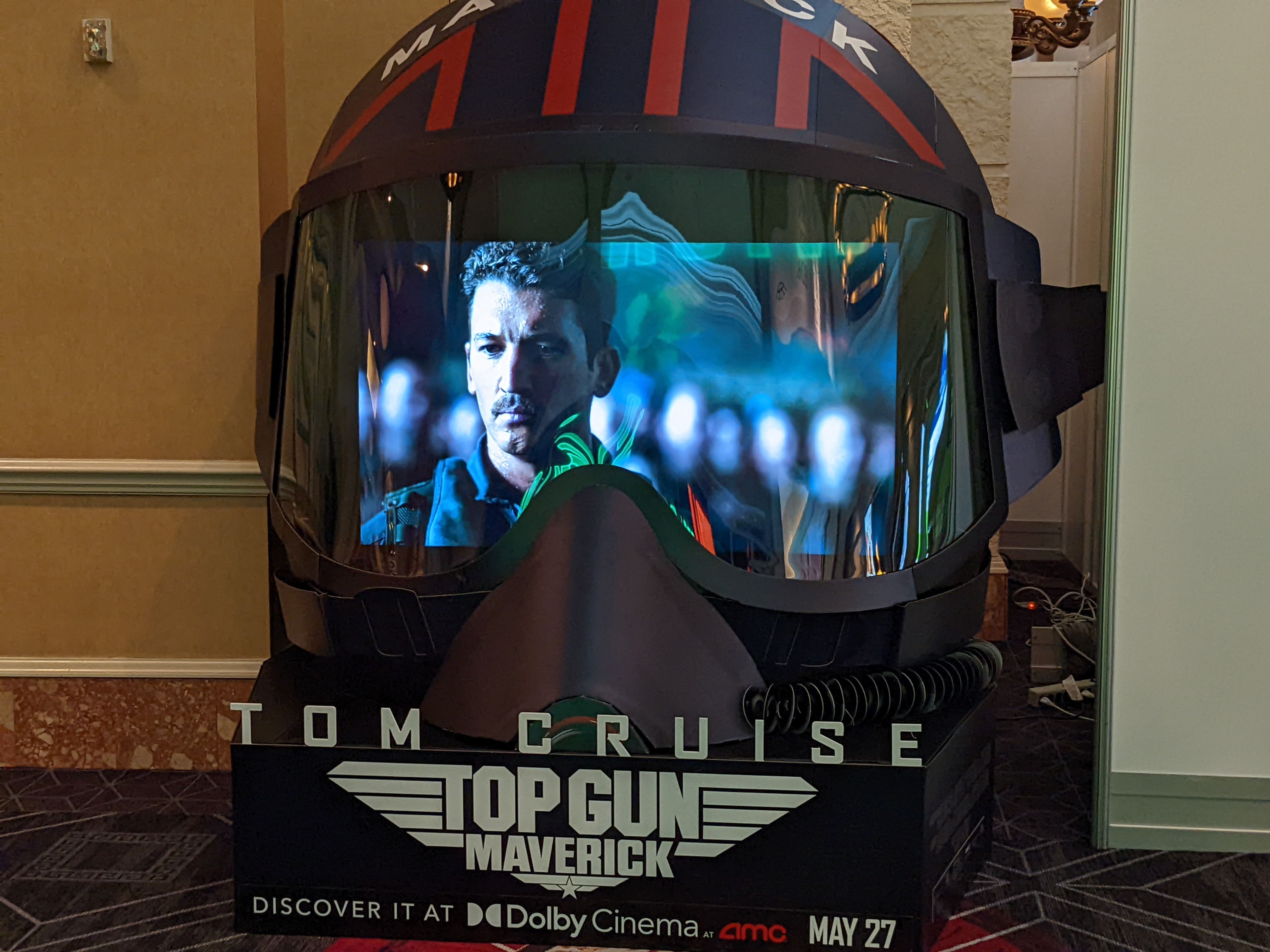 Top Gun Maverick helmet display at CinemaCon
