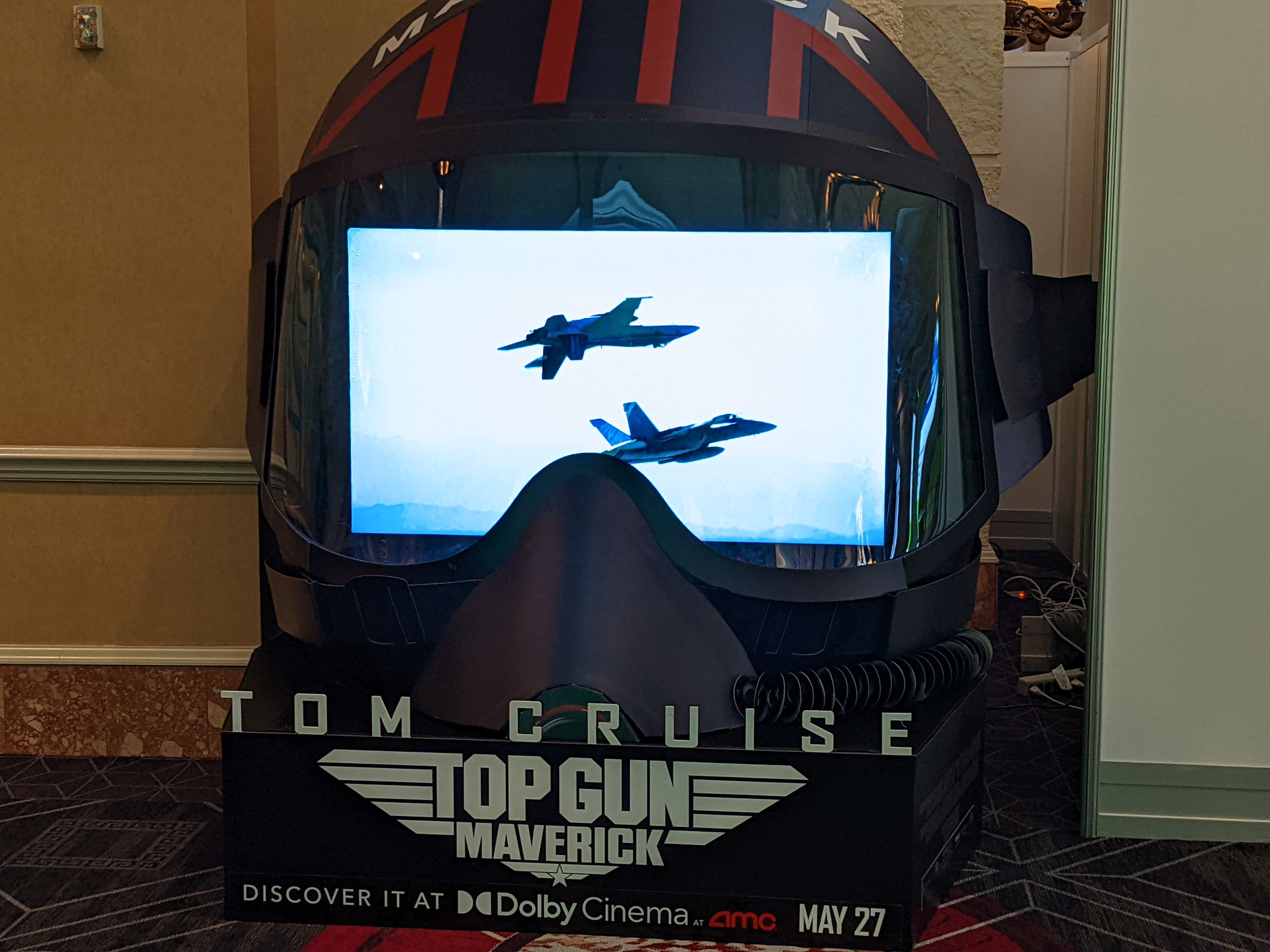 Top Gun Maverick helmet display at CinemaCon 2