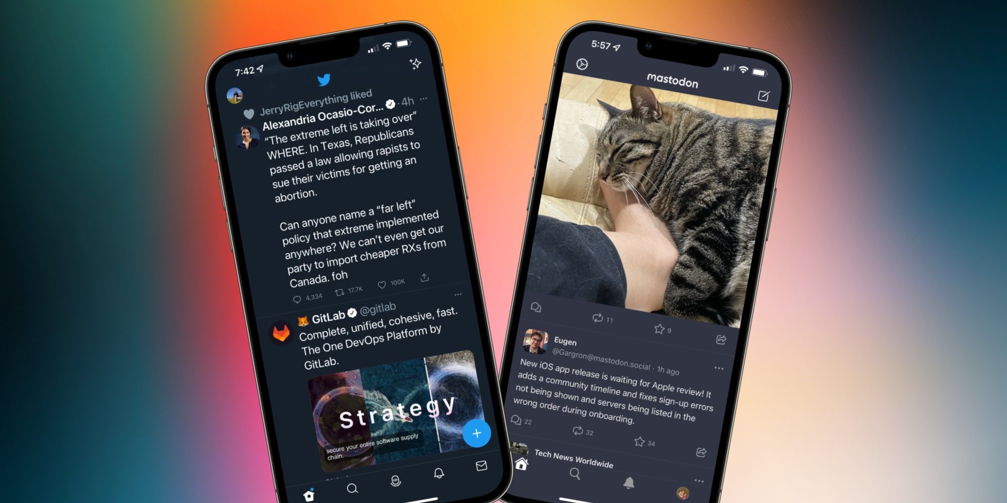 Twitter Mastodon Apps Side By Side On iPhone
