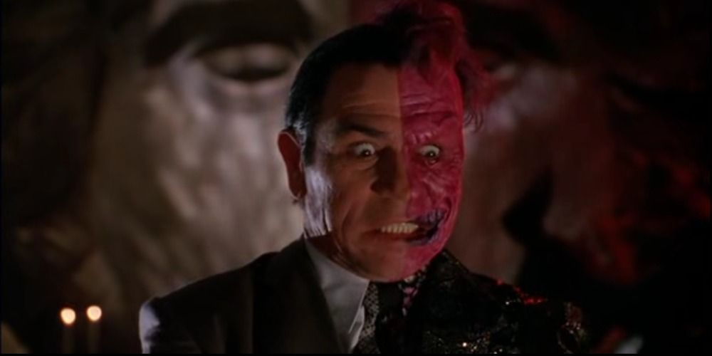 Two-Face laments about how Batman is difficult to kill in Batman Forever
