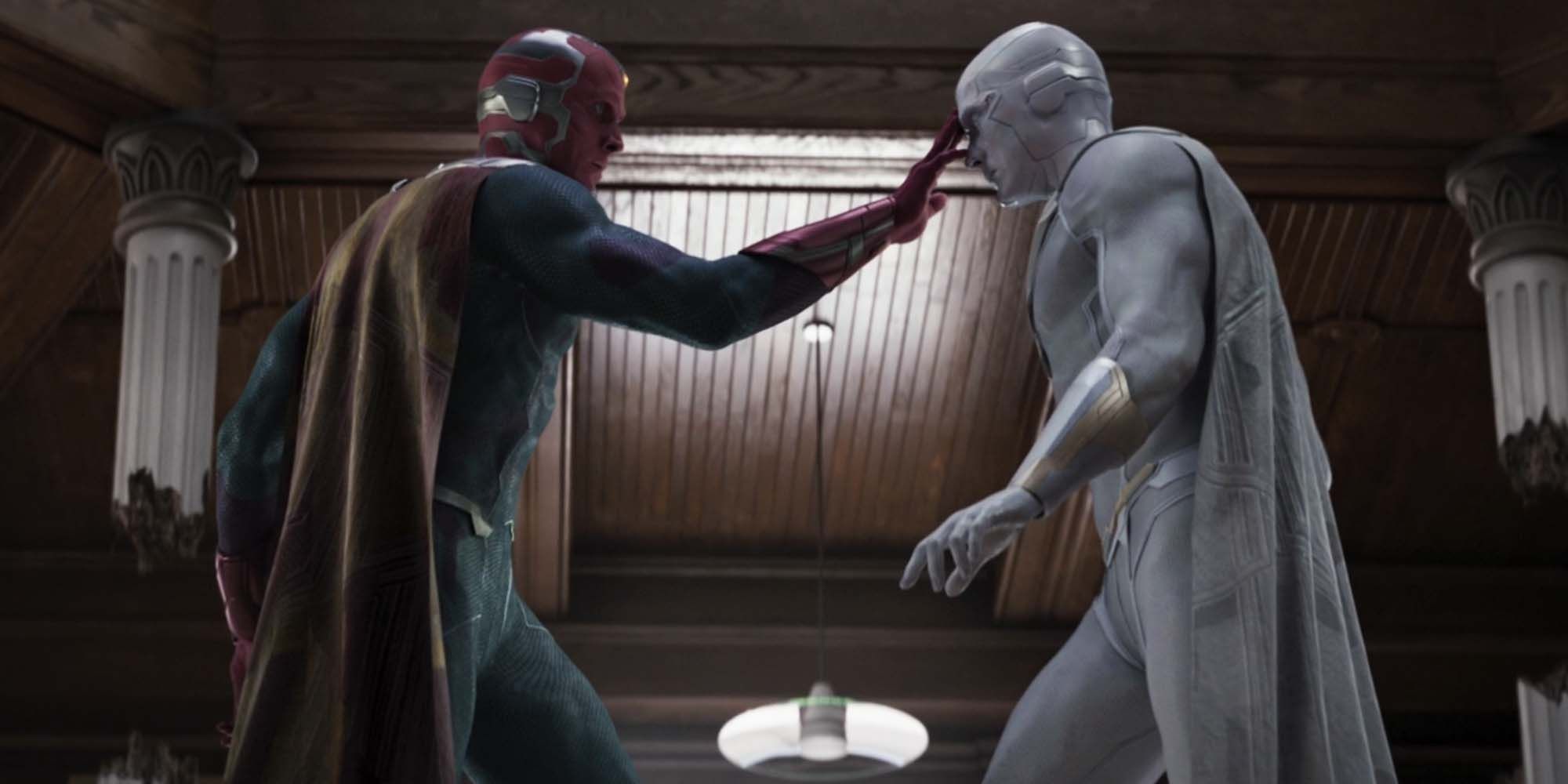 Paul Bettany as Vision and White Vision in WandaVision.