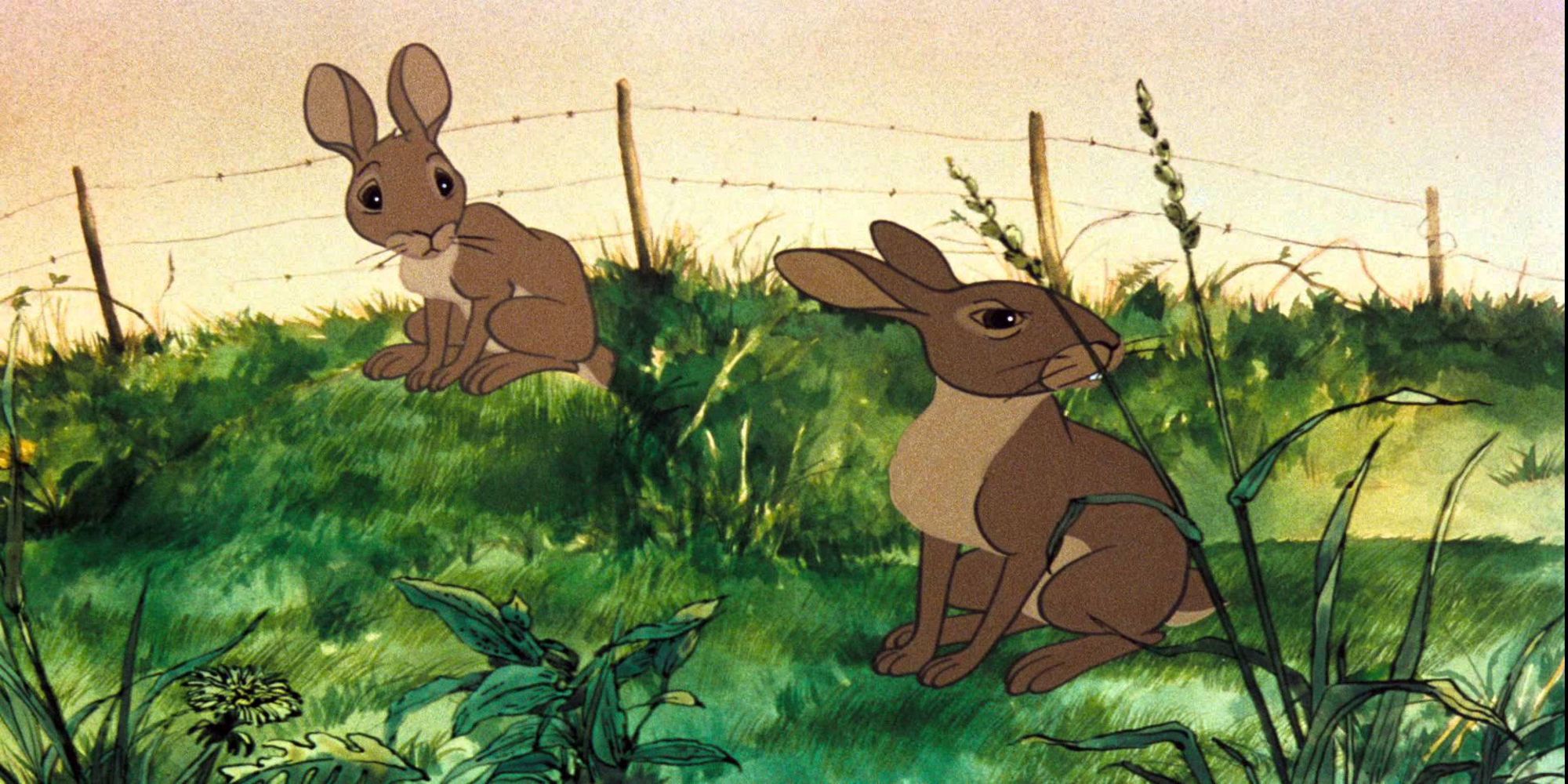 A still from the 1978 animated film Watership Down.