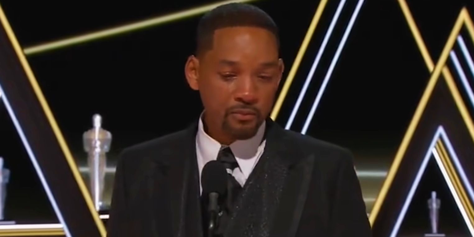 Will Smith emotional on stage during his Oscars speech