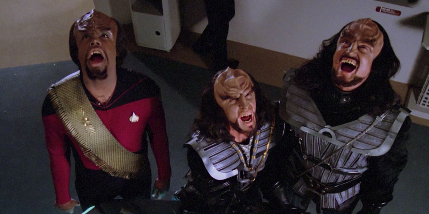 Worf and fellow Klingons in Star Trek The Next Generation