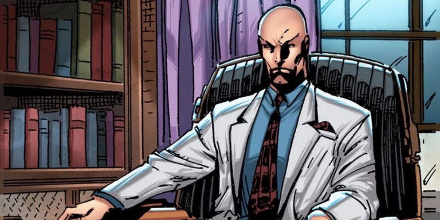 Professor X in his chair lookign serious in Marvel Comics.