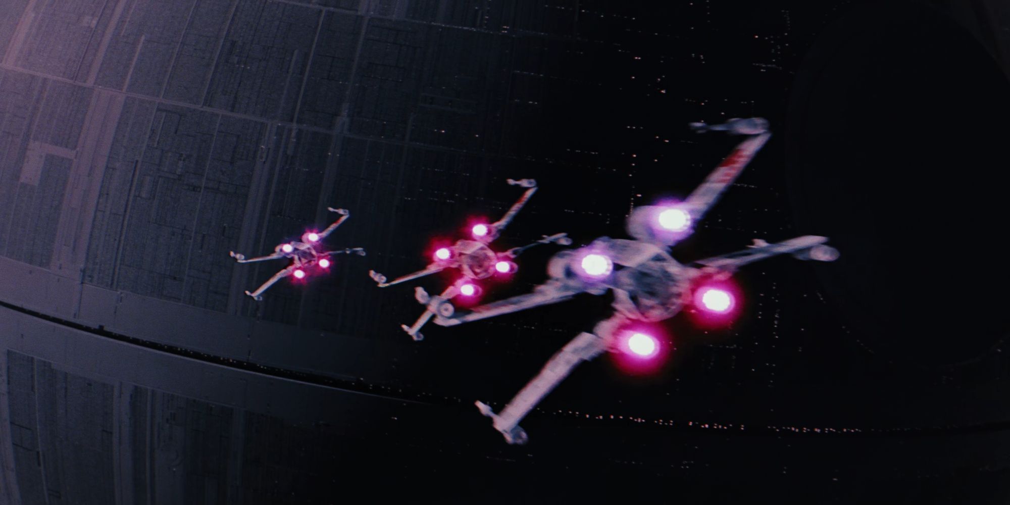 X-Wings flying towards the Death Star in Star Wars A New Hope