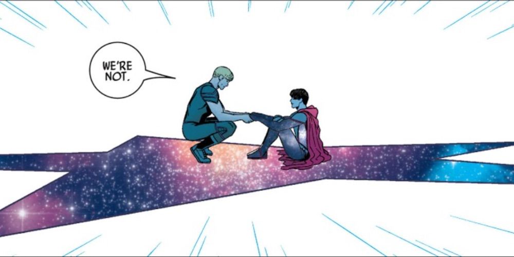 Hulkling and Wiccan standing together